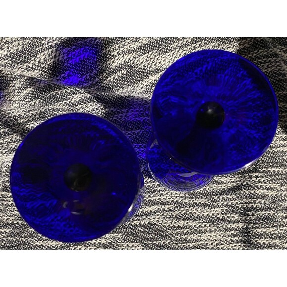 Pier 1 Cobalt Blue Wine Glasses Water Goblet Stemware - Picture 4 of 4
